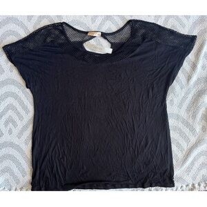 LAVISH Black Mesh Sleeve Top XL NWT